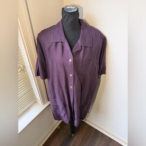 Amanda Smith Womens Size 18W Short Sleeve Poplin Shirt Purple
